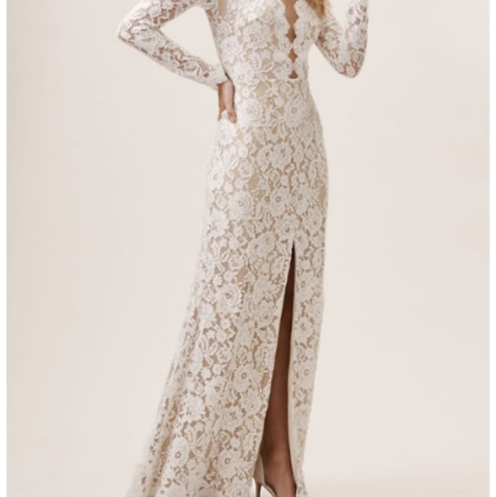 Tadashi Shoji Ivory Lace Raizel long sleeve